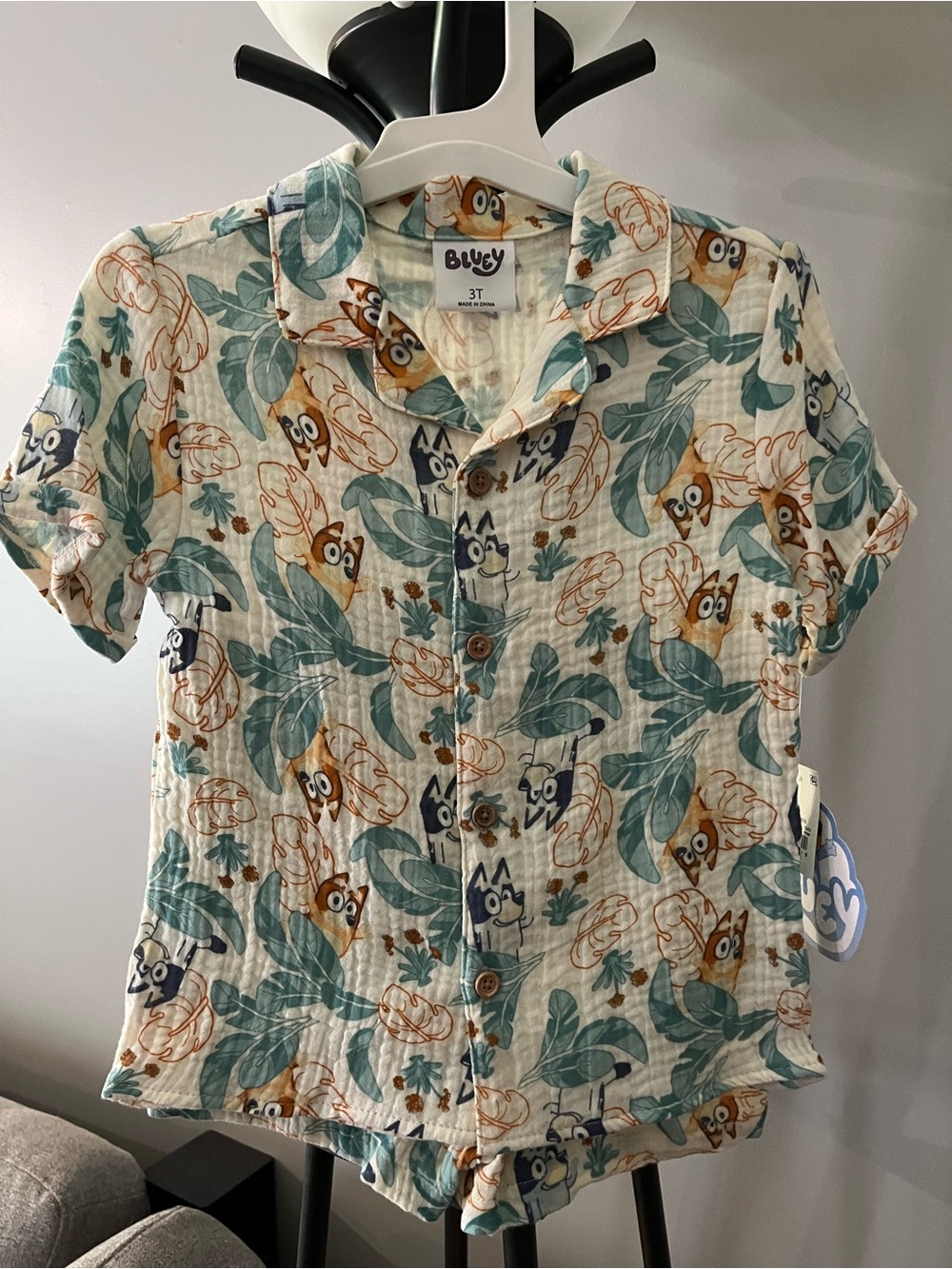 Bluey Toddler 3T Cotton Button-Up Shirt and Shirt Set- New with Tags